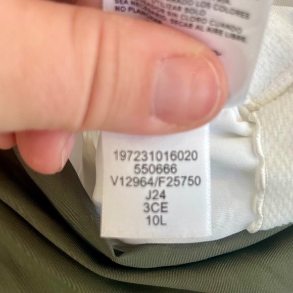 NWT Lands' End Square Neck High Leg Olive Green and White One Piece Swimsuit 10L - Picture 9 of 11